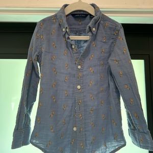 Janie and Jack Boys Blue Button Down, Size 4
